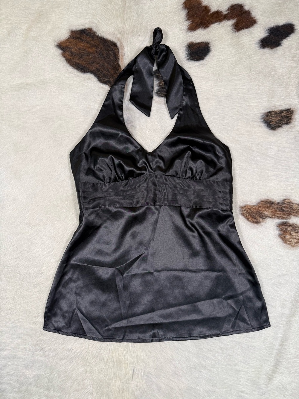 Black Satin Halter Top Size Small